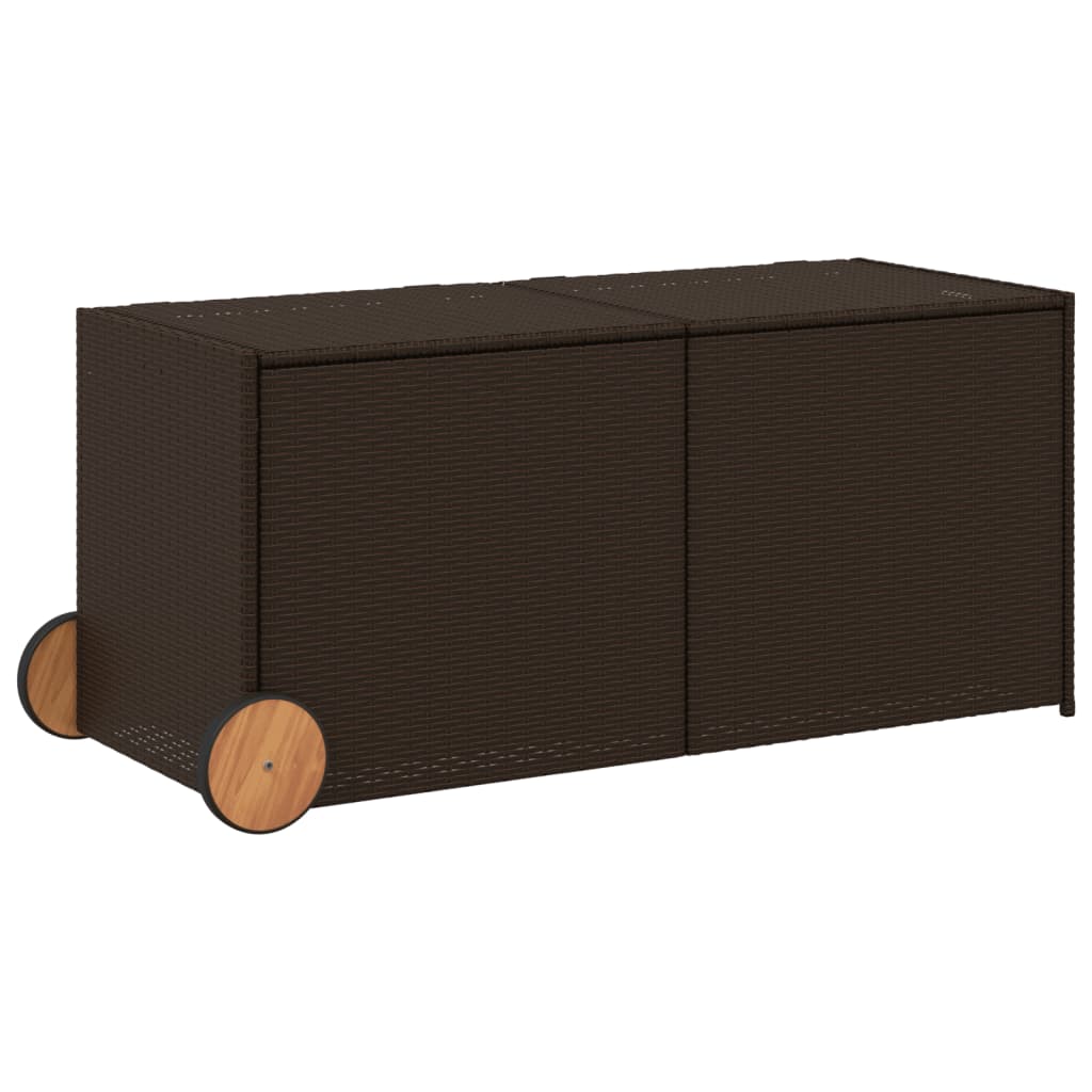 Outdoor Patio Poly Rattan 283L Garden Storage Box With Wheels Cushion Boxes