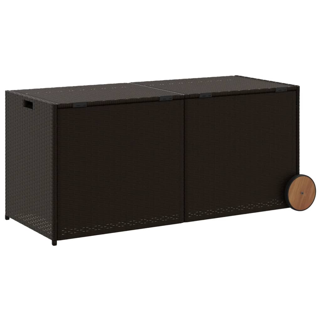 Outdoor Patio Poly Rattan 283L Garden Storage Box With Wheels Cushion Boxes