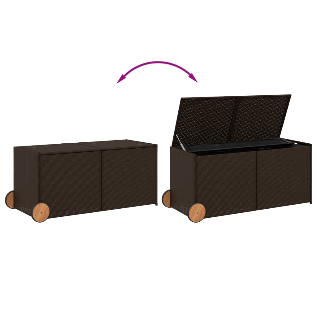 Outdoor Patio Poly Rattan 283L Garden Storage Box With Wheels Cushion Boxes