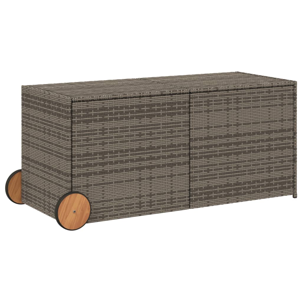 Outdoor Patio Poly Rattan 283L Garden Storage Box With Wheels Cushion Boxes