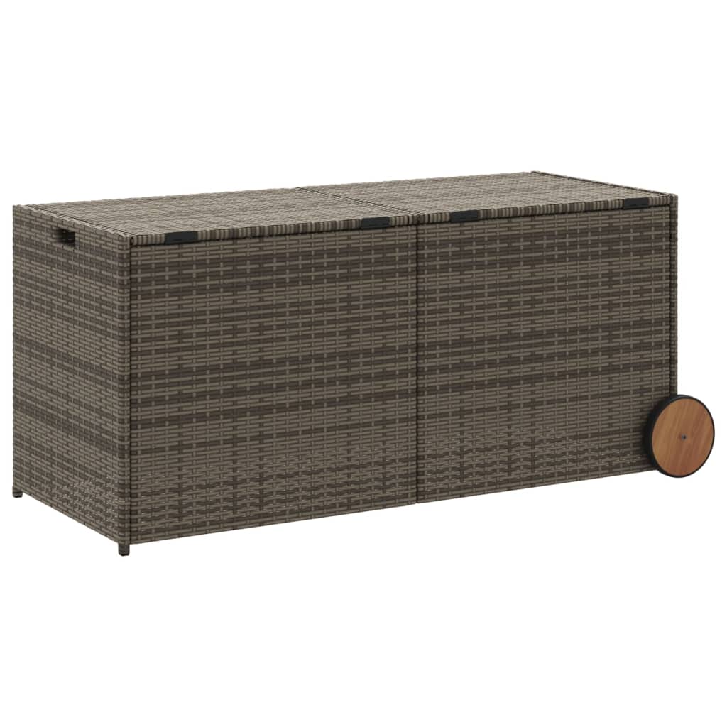 Outdoor Patio Poly Rattan 283L Garden Storage Box With Wheels Cushion Boxes