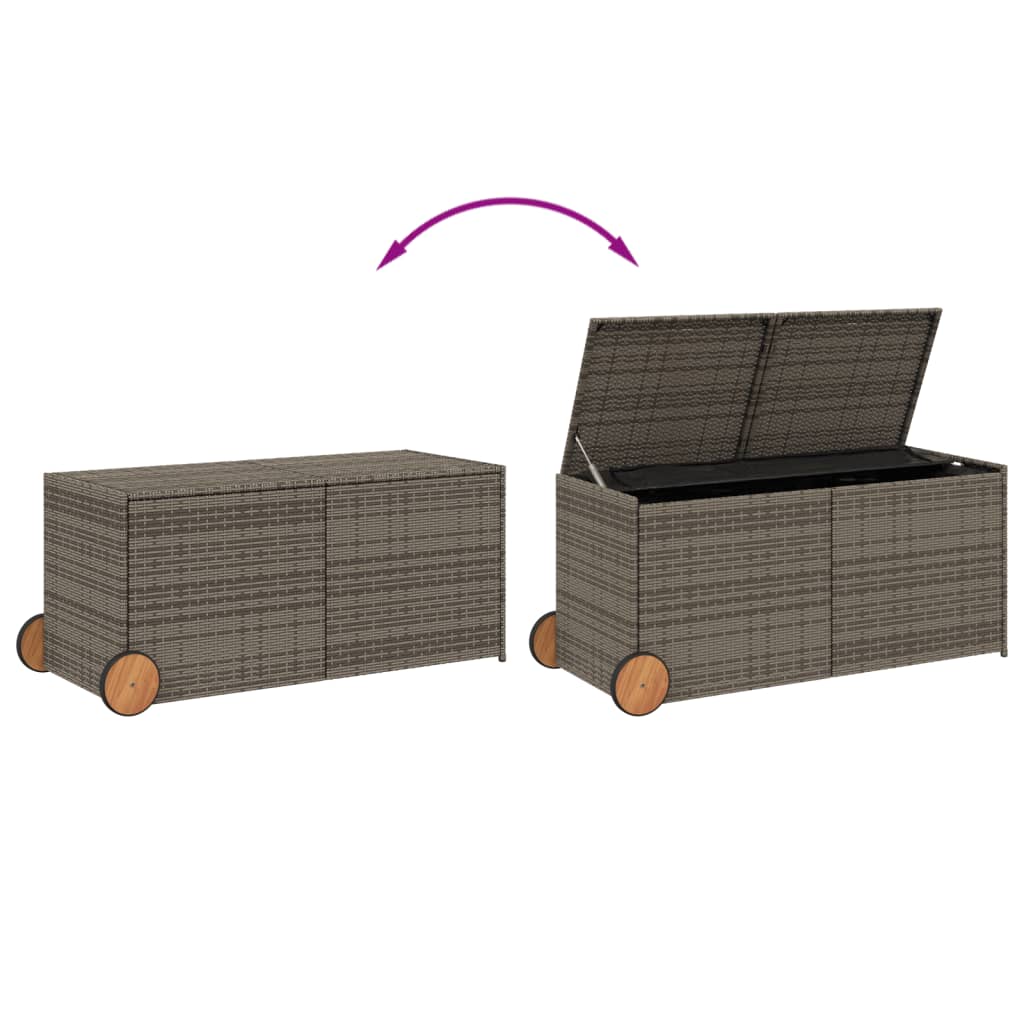 Outdoor Patio Poly Rattan 283L Garden Storage Box With Wheels Cushion Boxes