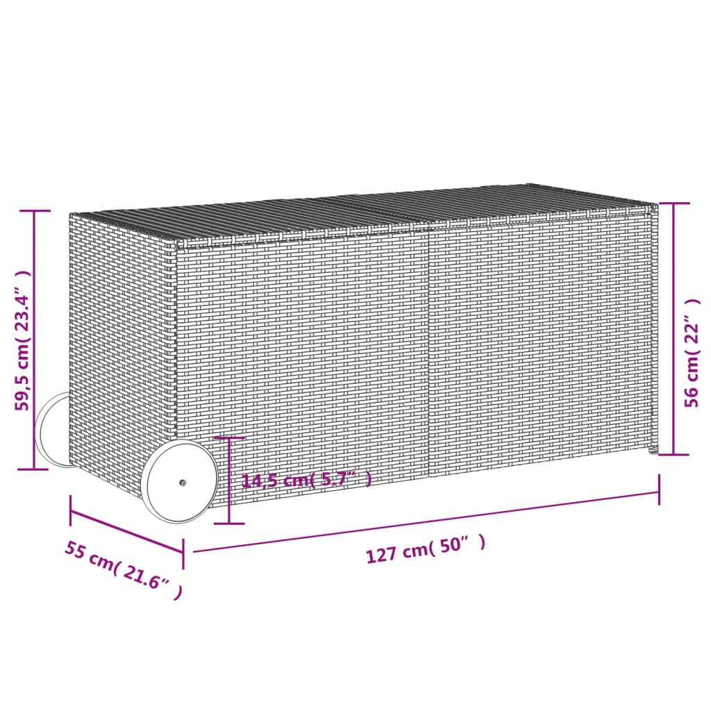 Outdoor Patio Poly Rattan 283L Garden Storage Box With Wheels Cushion Boxes