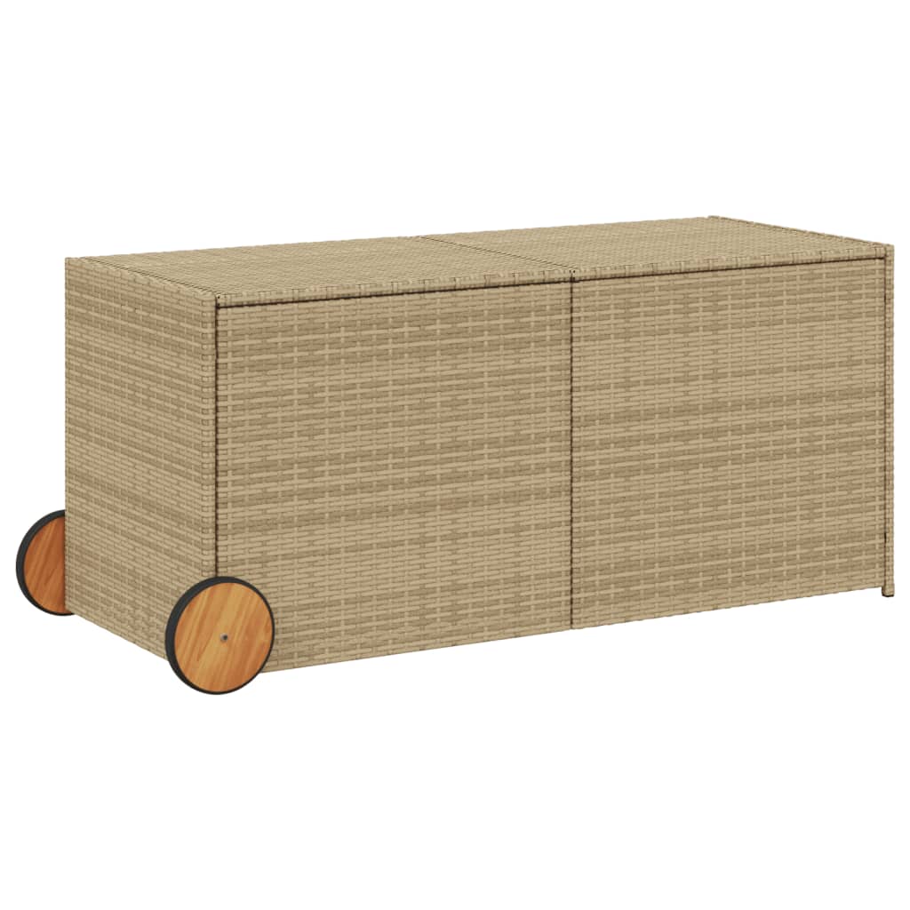 Outdoor Patio Poly Rattan 283L Garden Storage Box With Wheels Cushion Boxes