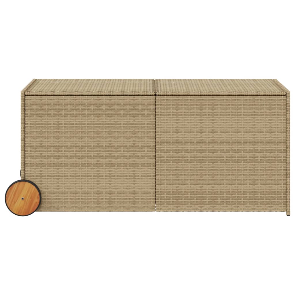 Outdoor Patio Poly Rattan 283L Garden Storage Box With Wheels Cushion Boxes