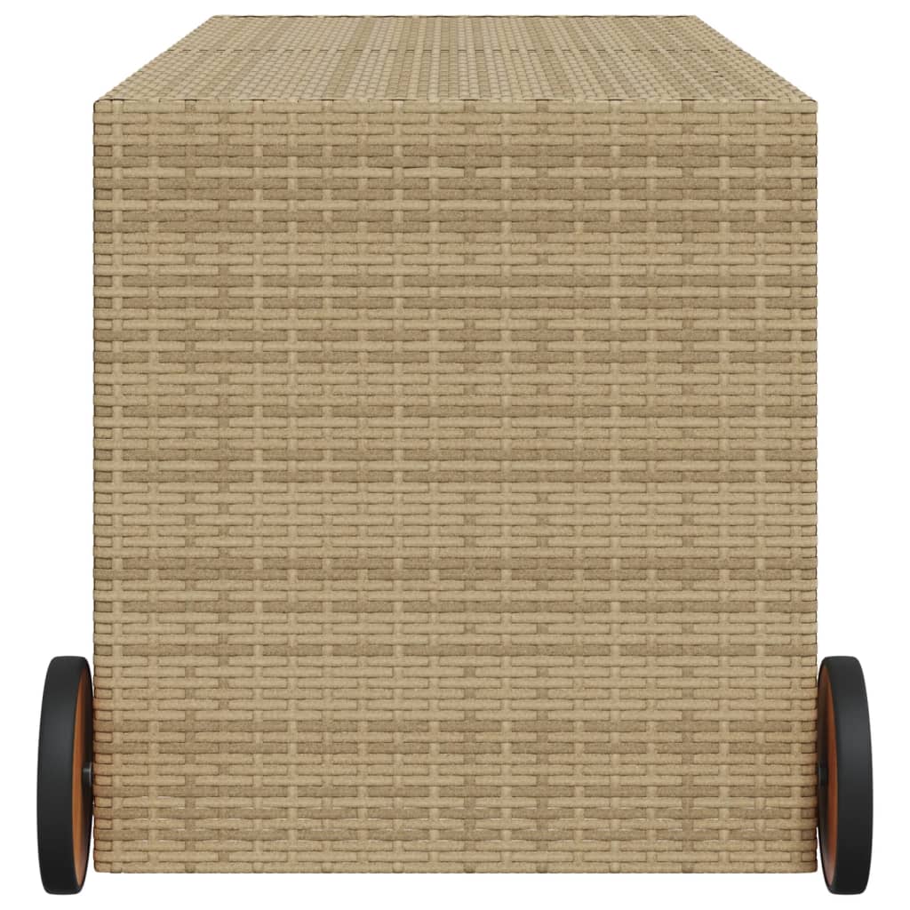 Outdoor Patio Poly Rattan 283L Garden Storage Box With Wheels Cushion Boxes