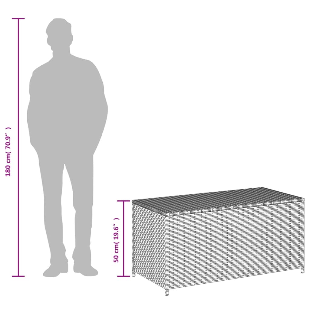 Outdoor Patio Poly Rattan 190L Garden Storage Box Cushion Boxes Cabinet Unit