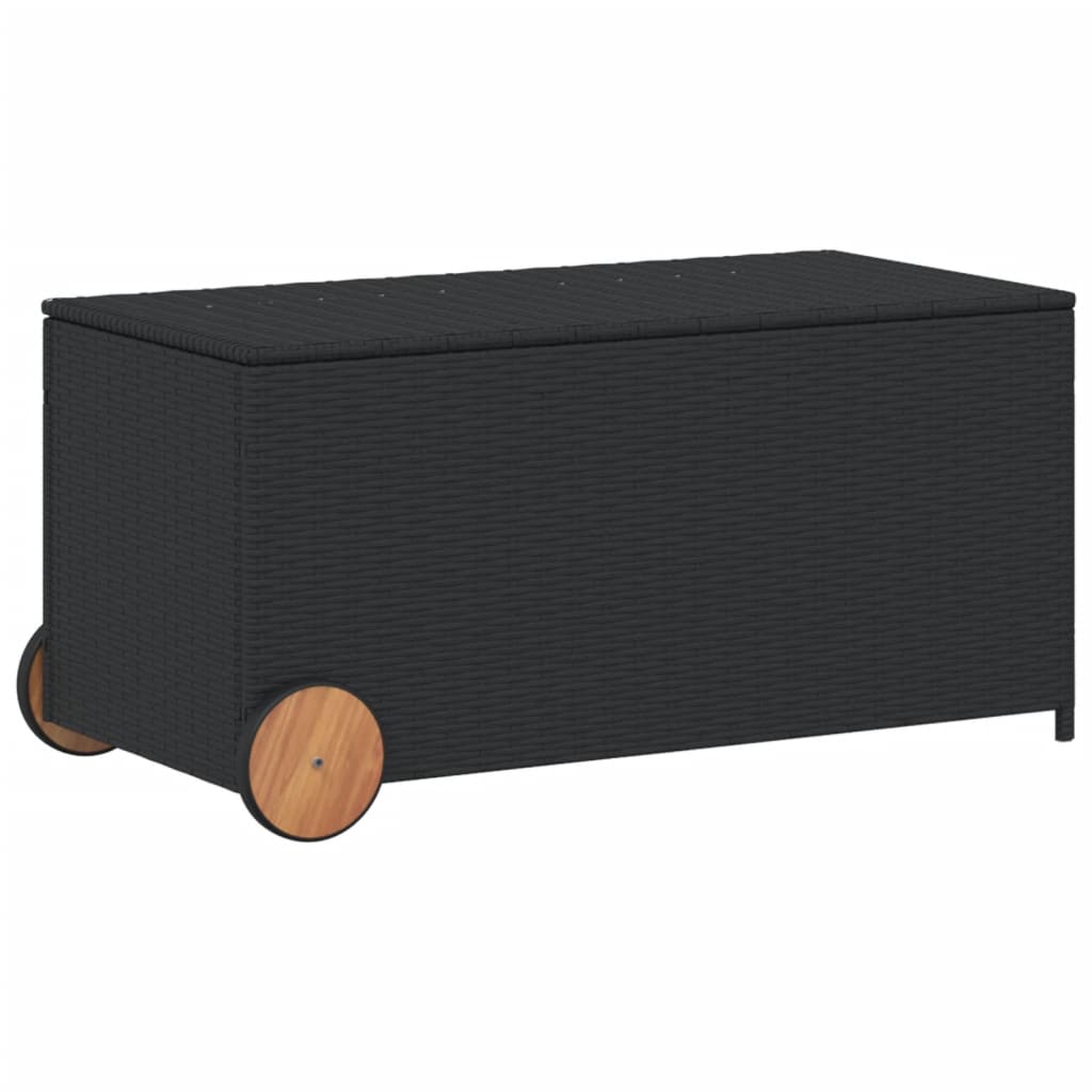 Outdoor Patio Poly Rattan 190L Garden Storage Box With Wheels Cushion Boxes