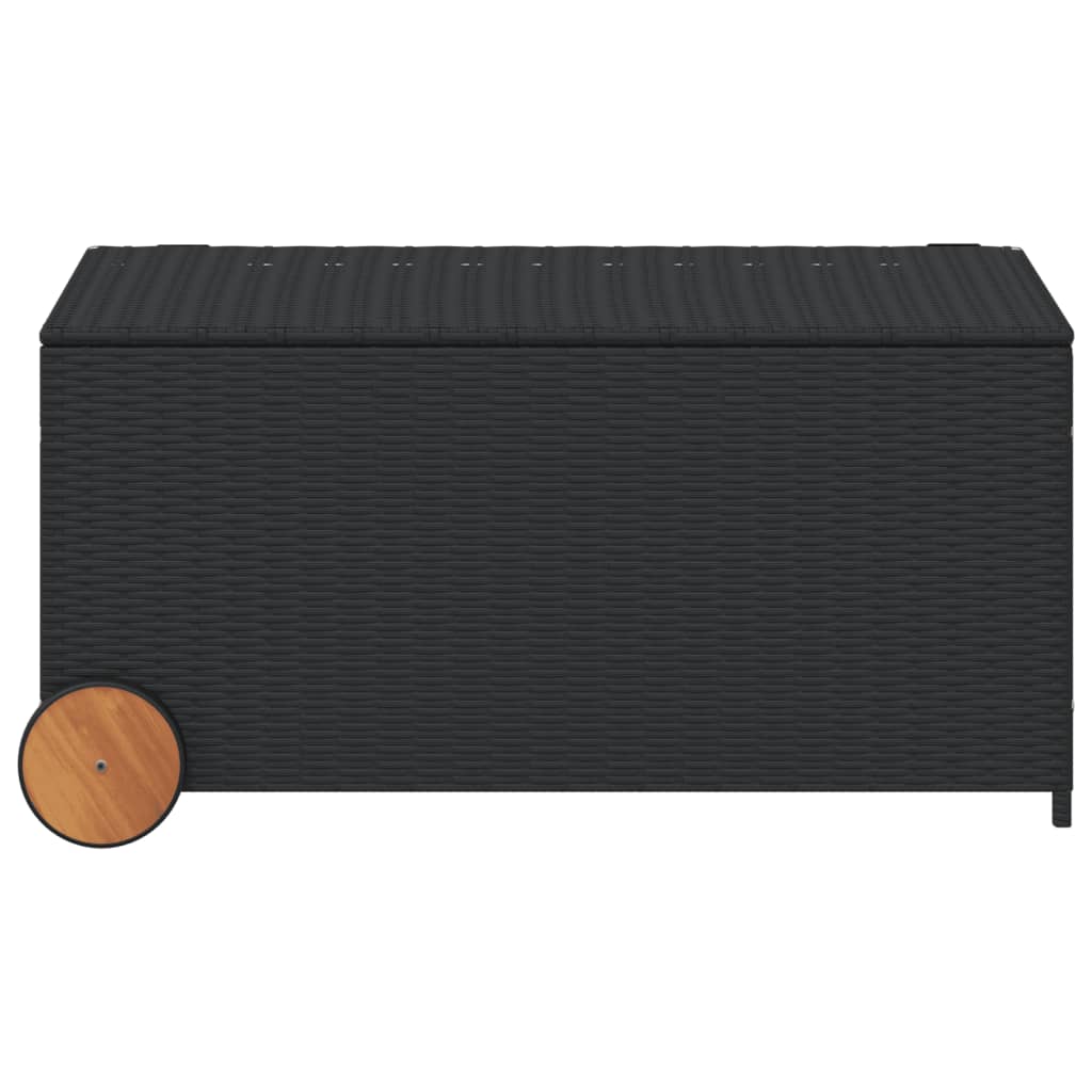 Outdoor Patio Poly Rattan 190L Garden Storage Box With Wheels Cushion Boxes