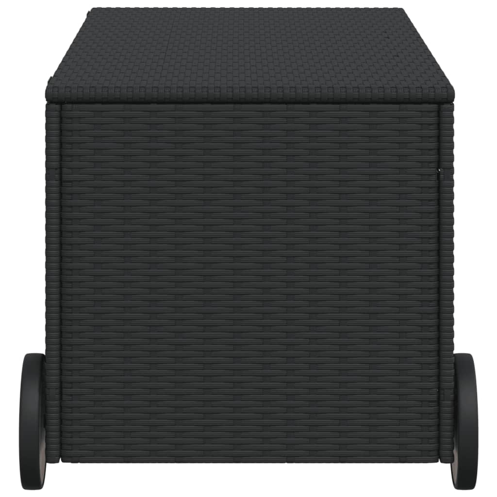 Outdoor Patio Poly Rattan 190L Garden Storage Box With Wheels Cushion Boxes
