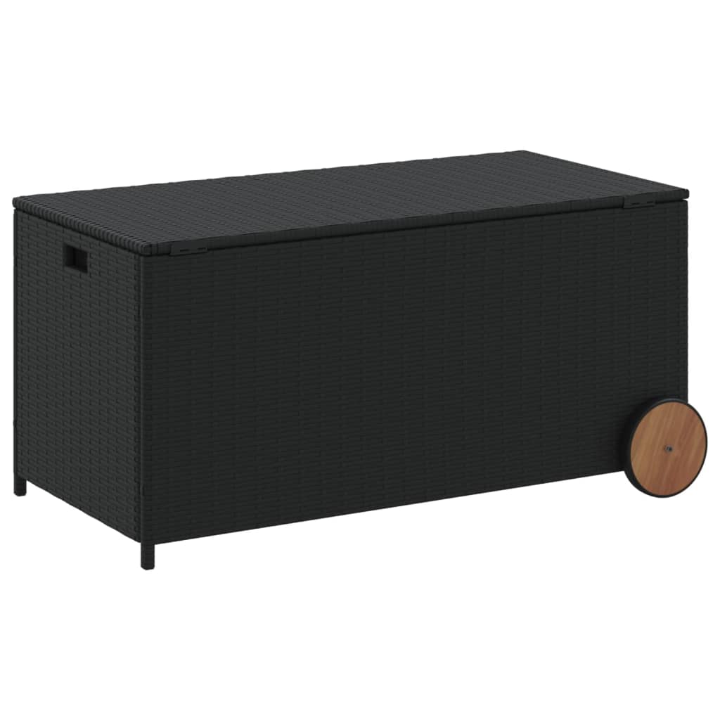 Outdoor Patio Poly Rattan 190L Garden Storage Box With Wheels Cushion Boxes