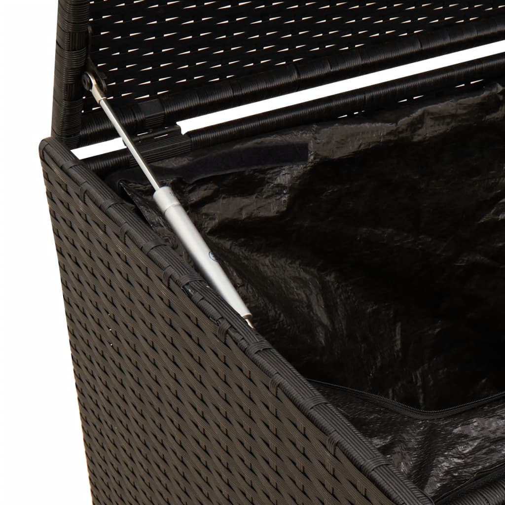 Outdoor Patio Poly Rattan 190L Garden Storage Box With Wheels Cushion Boxes