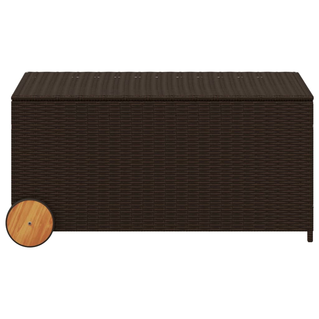 Outdoor Patio Poly Rattan 190L Garden Storage Box With Wheels Cushion Boxes