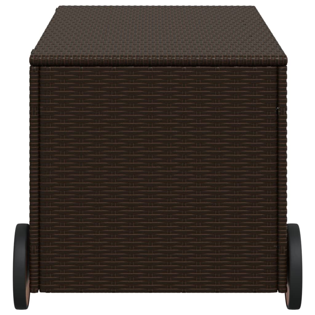 Outdoor Patio Poly Rattan 190L Garden Storage Box With Wheels Cushion Boxes
