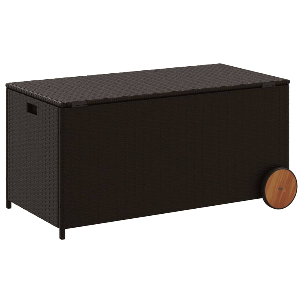 Outdoor Patio Poly Rattan 190L Garden Storage Box With Wheels Cushion Boxes