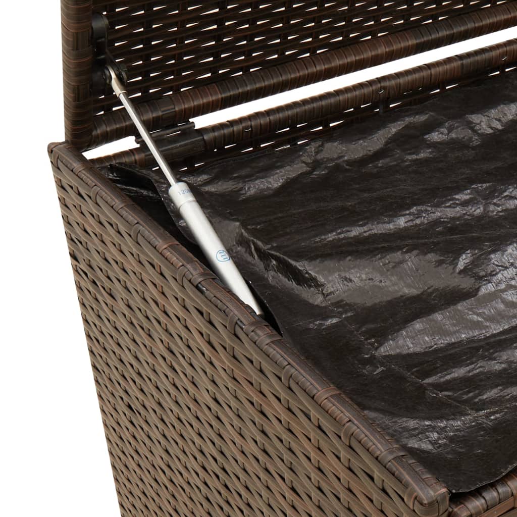 Outdoor Patio Poly Rattan 190L Garden Storage Box With Wheels Cushion Boxes