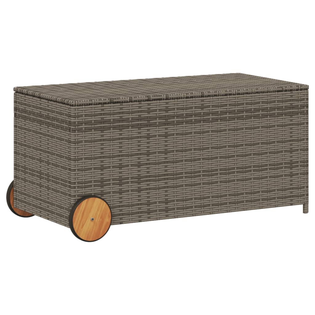 Outdoor Patio Poly Rattan 190L Garden Storage Box With Wheels Cushion Boxes