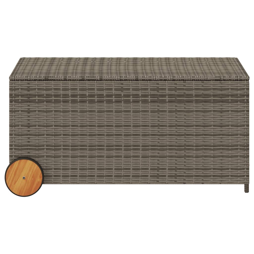 Outdoor Patio Poly Rattan 190L Garden Storage Box With Wheels Cushion Boxes