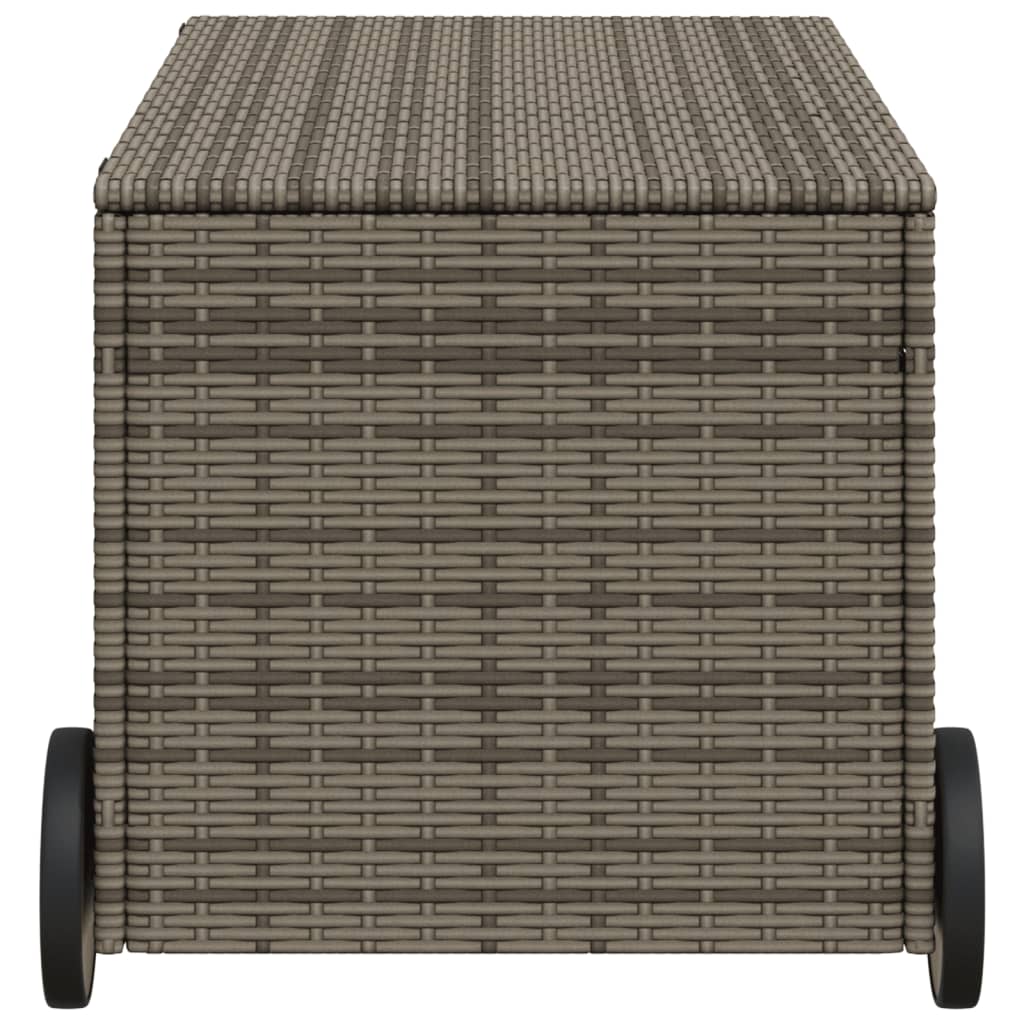 Outdoor Patio Poly Rattan 190L Garden Storage Box With Wheels Cushion Boxes