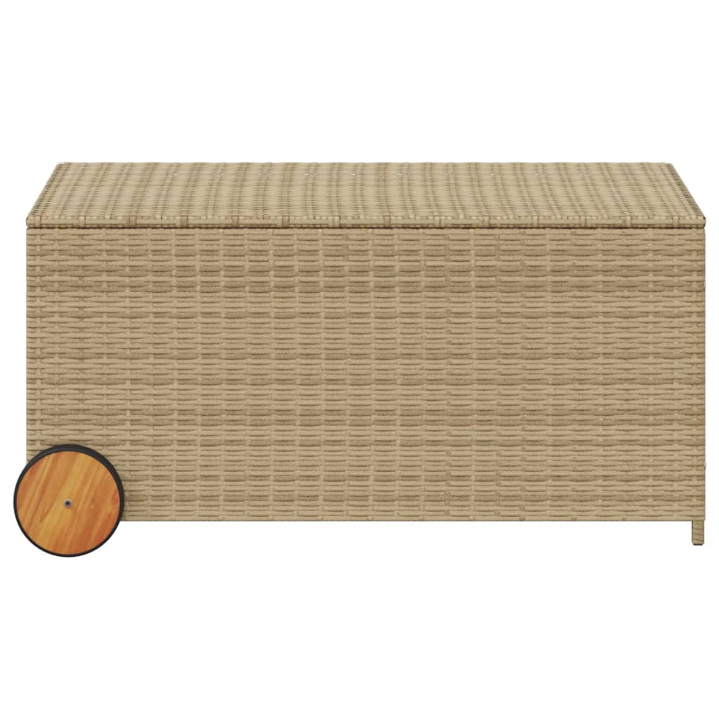 Outdoor Patio Poly Rattan 190L Garden Storage Box With Wheels Cushion Boxes
