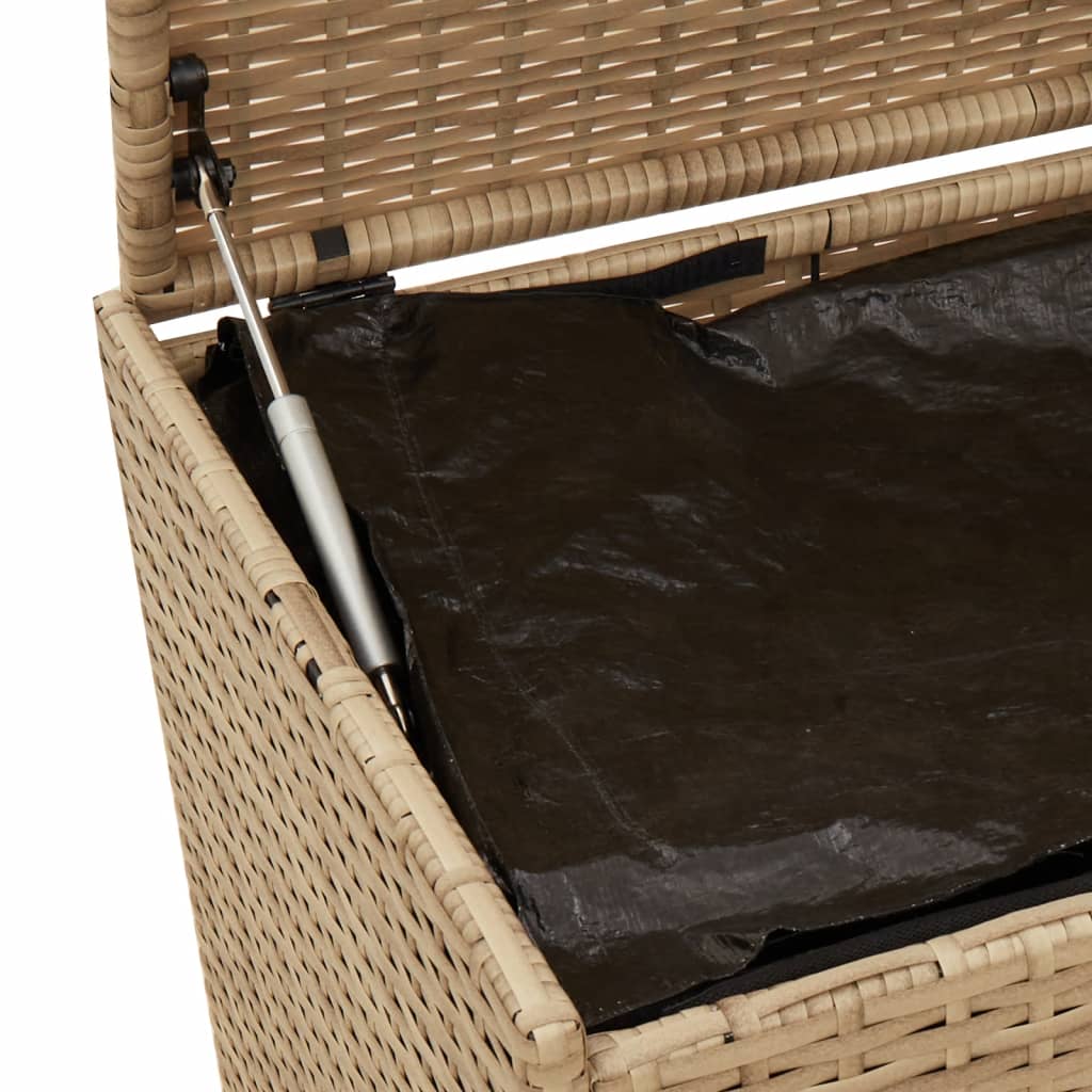 Outdoor Patio Poly Rattan 190L Garden Storage Box With Wheels Cushion Boxes