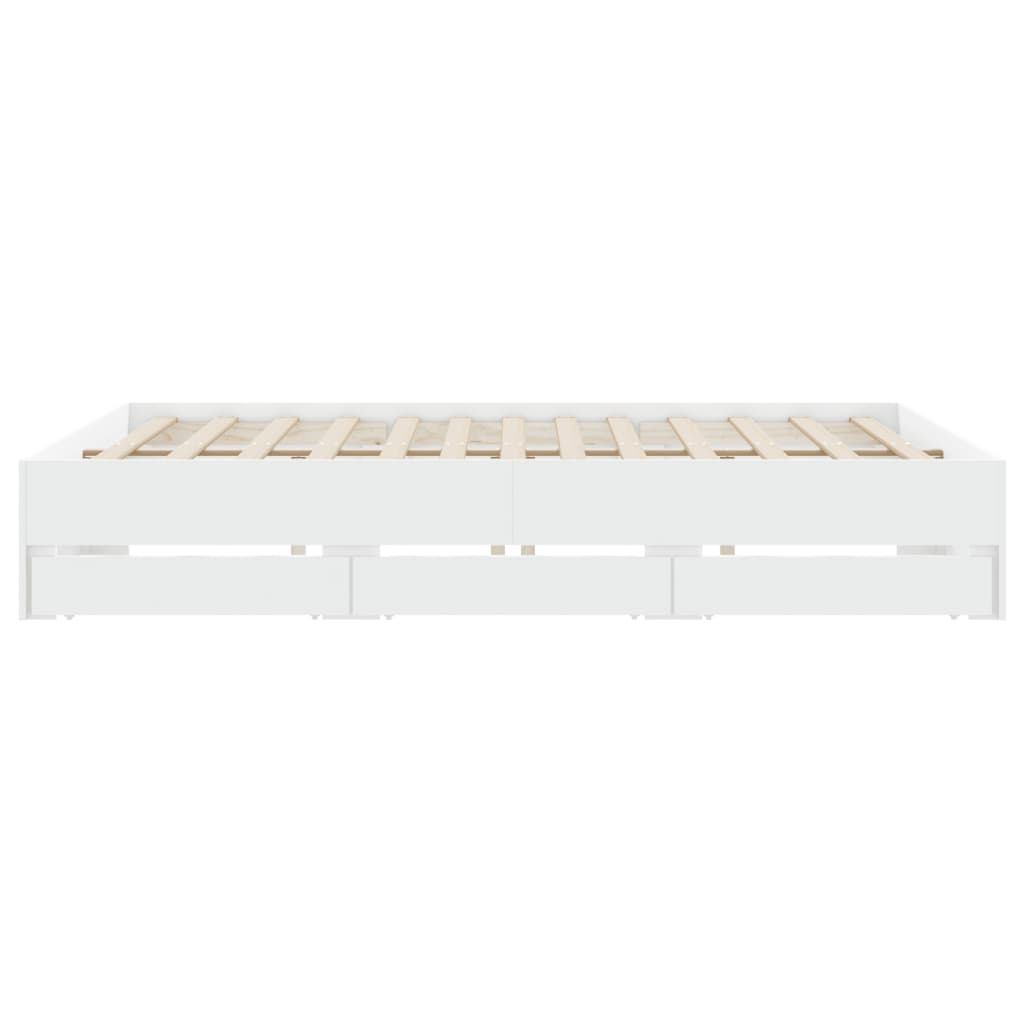Modern Wooden Emperor Size 2m Bed Frame Base With Storage Drawers