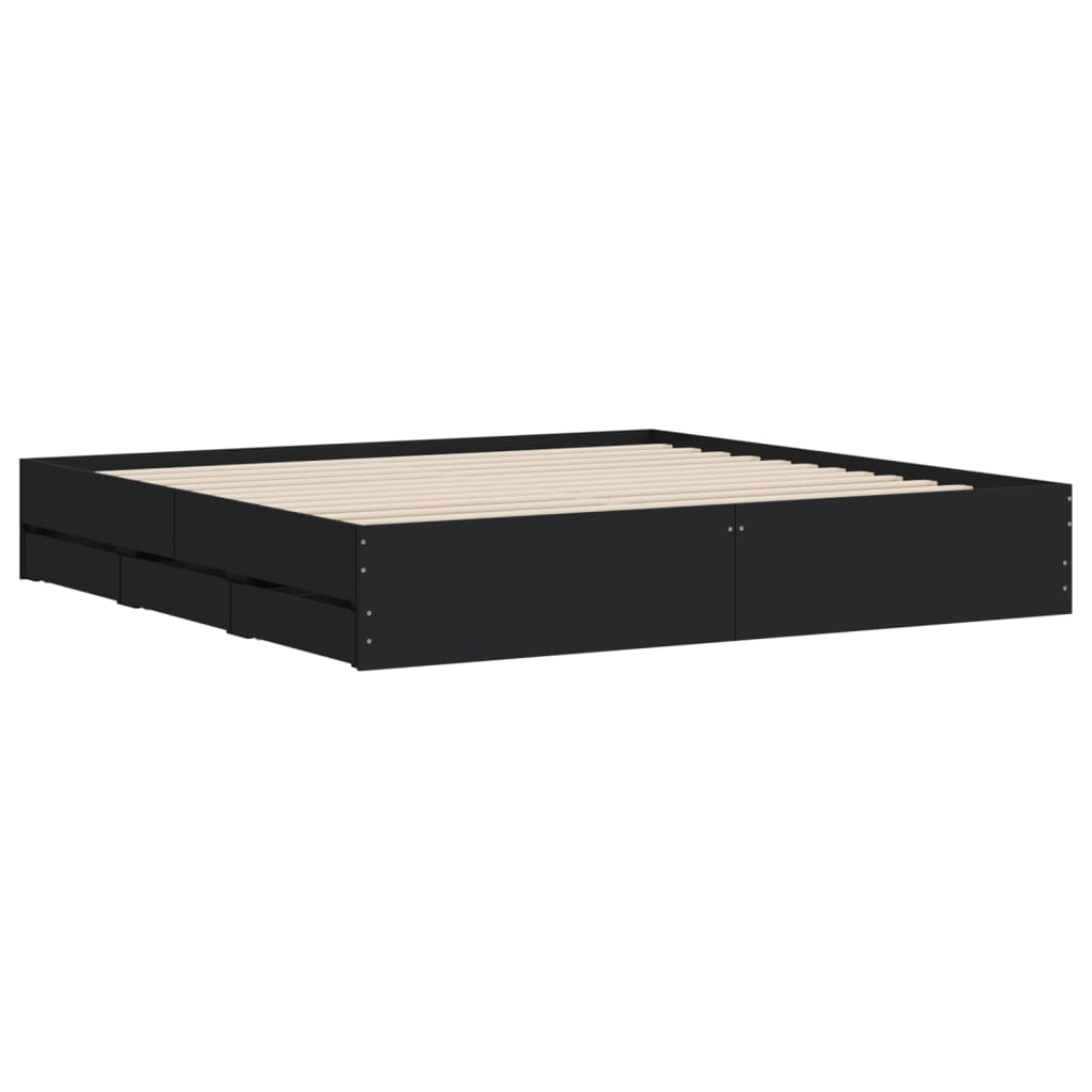 Modern Wooden Emperor Size 2m Bed Frame Base With Storage Drawers
