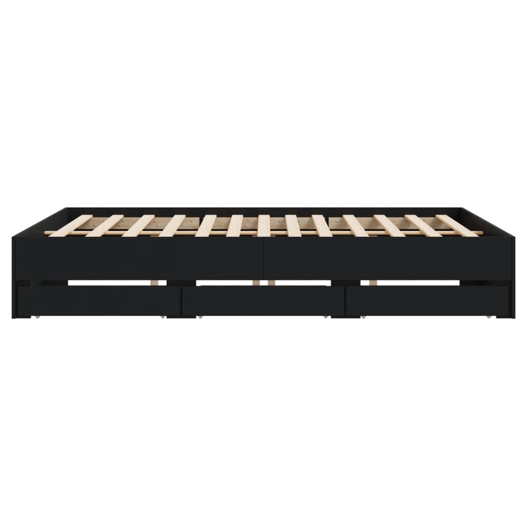 Bed Frame with Drawers without Mattress Black 200x200 cm