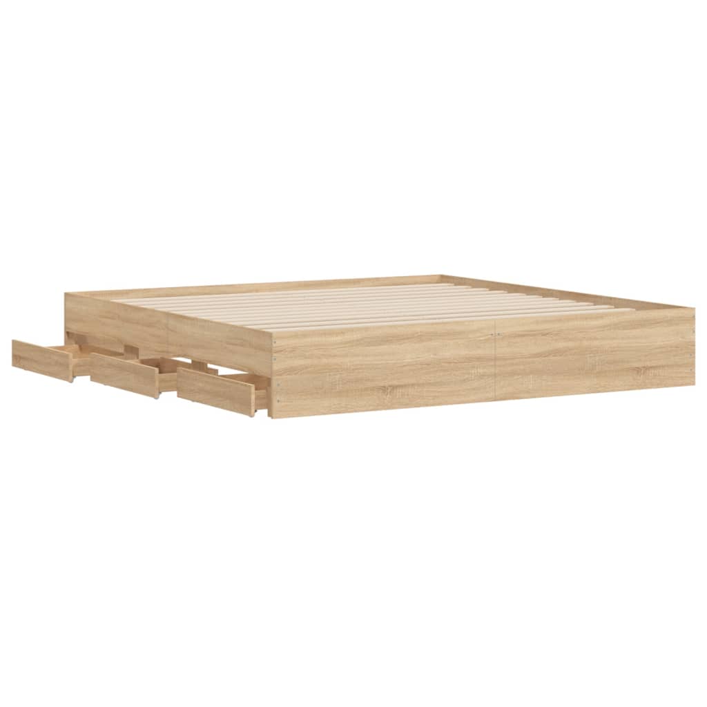 Modern Wooden Emperor Size 2m Bed Frame Base With Storage Drawers