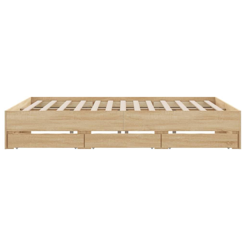 Modern Wooden Emperor Size 2m Bed Frame Base With Storage Drawers