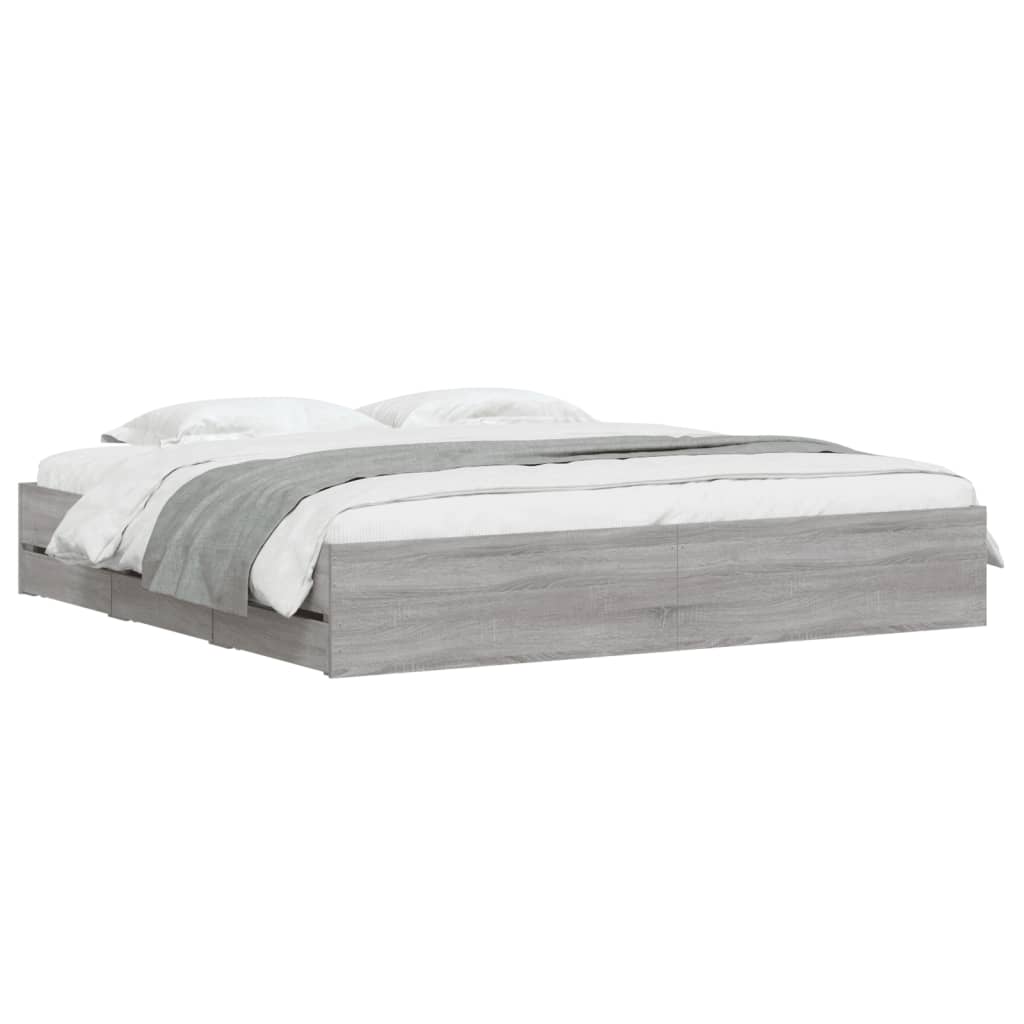 Modern Wooden Emperor Size 2m Bed Frame Base With Storage Drawers