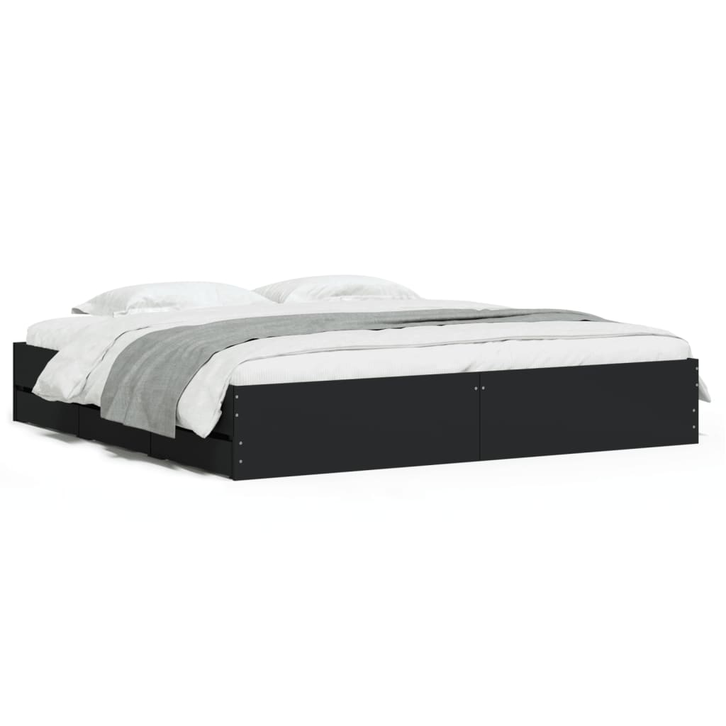 Modern Wooden Super King Size 1.8m Bed Frame Base With Storage Drawers