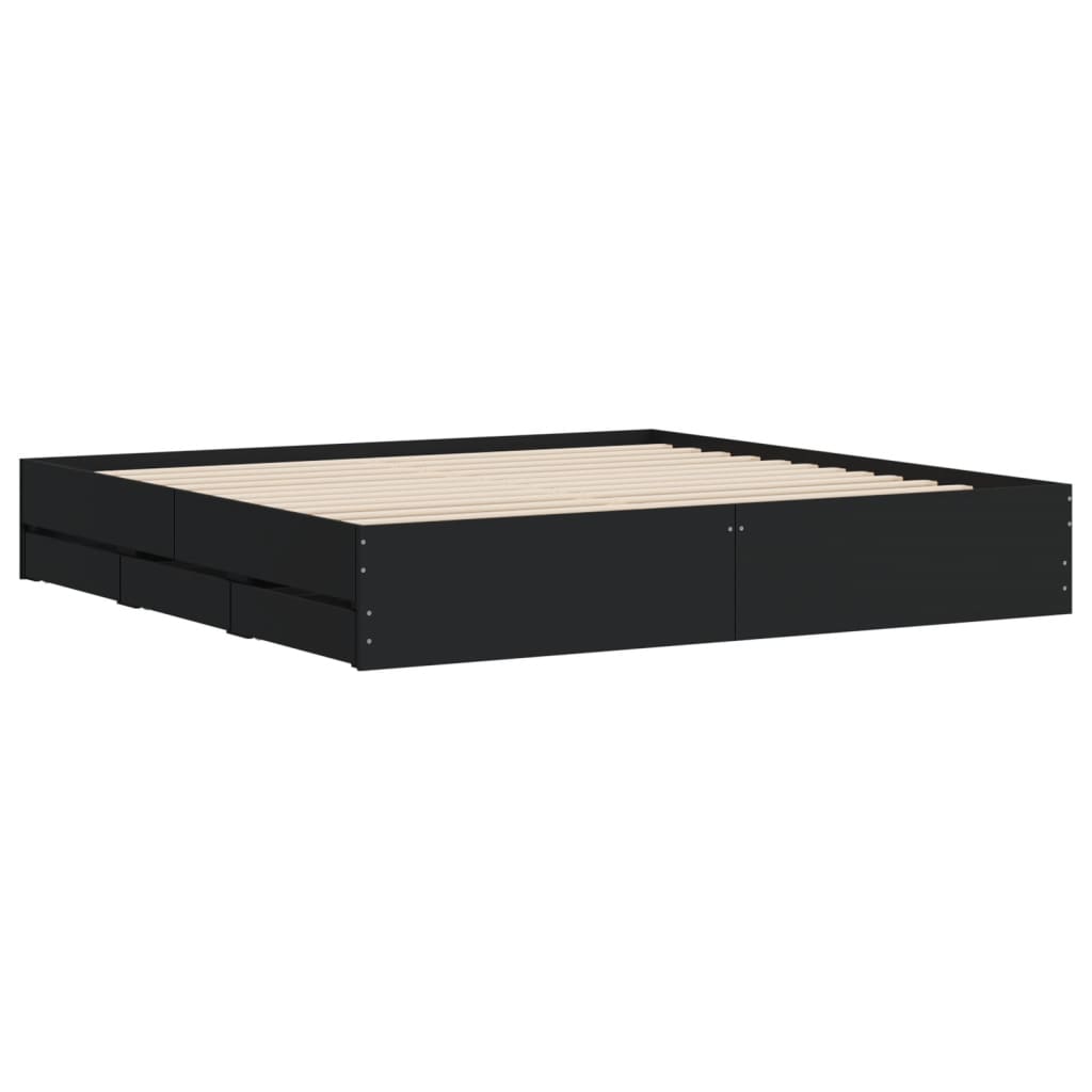 Modern Wooden Super King Size 1.8m Bed Frame Base With Storage Drawers