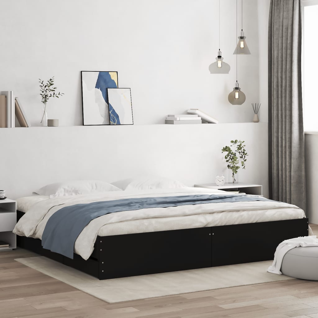 Modern Wooden Super King Size 1.8m Bed Frame Base With Storage Drawers