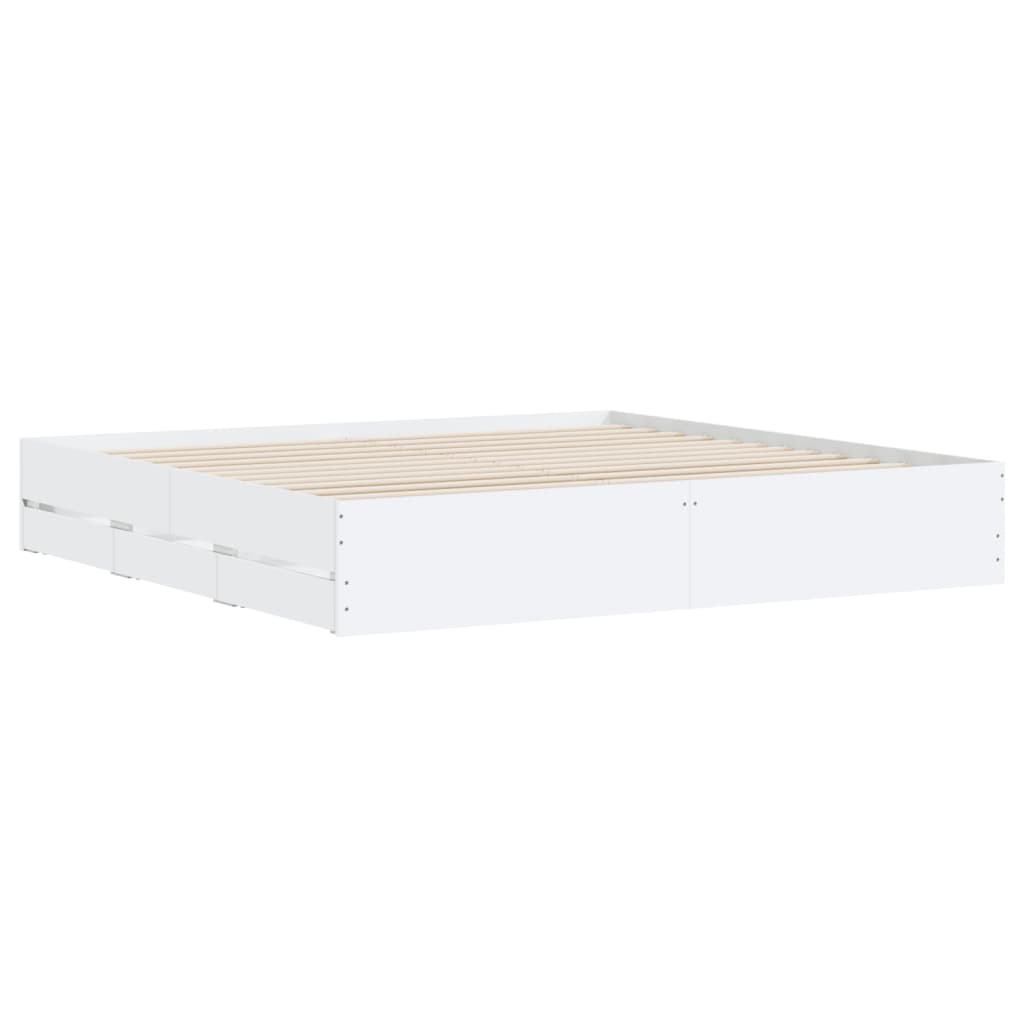 Modern Wooden Queen Size 160cm Bed Frame Base With Storage Drawers