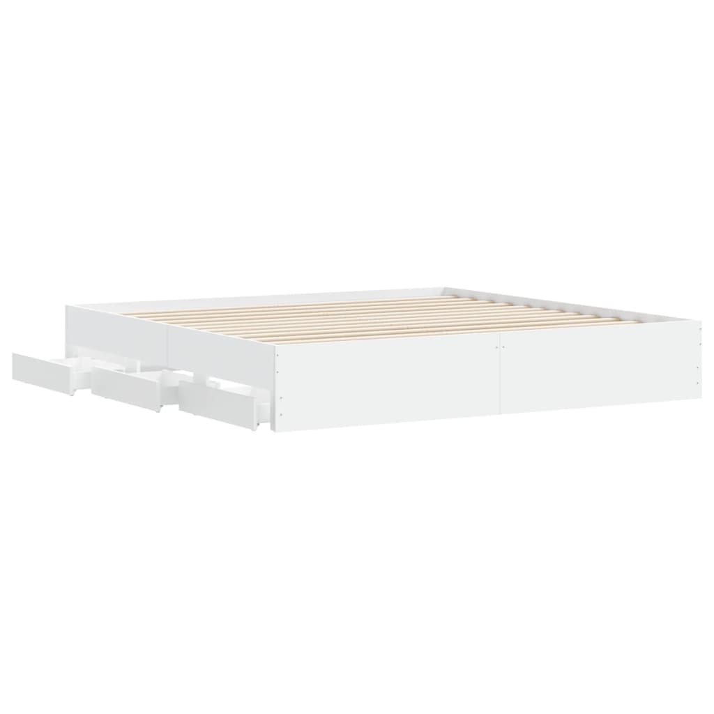 Modern Wooden Queen Size 160cm Bed Frame Base With Storage Drawers