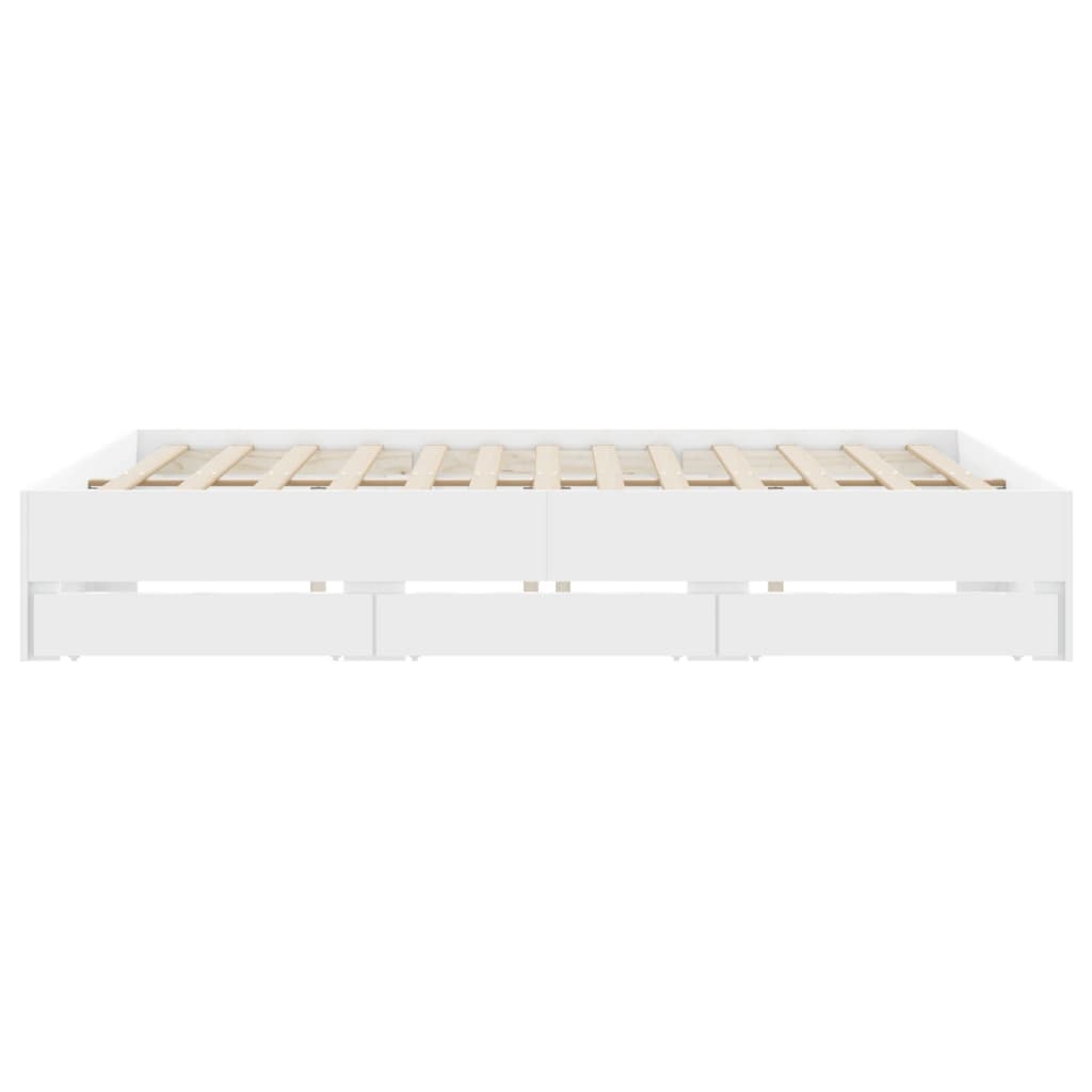 Modern Wooden Queen Size 160cm Bed Frame Base With Storage Drawers