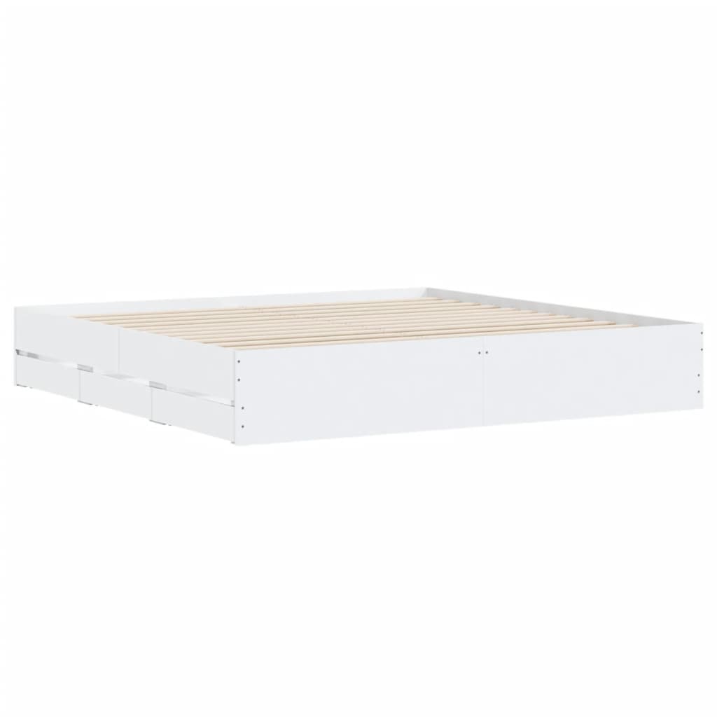 Modern Wooden Queen Size 160cm Bed Frame Base With Storage Drawers