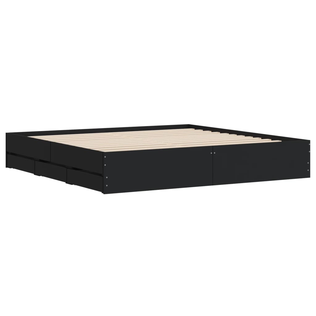 Modern Wooden Queen Size 160cm Bed Frame Base With Storage Drawers