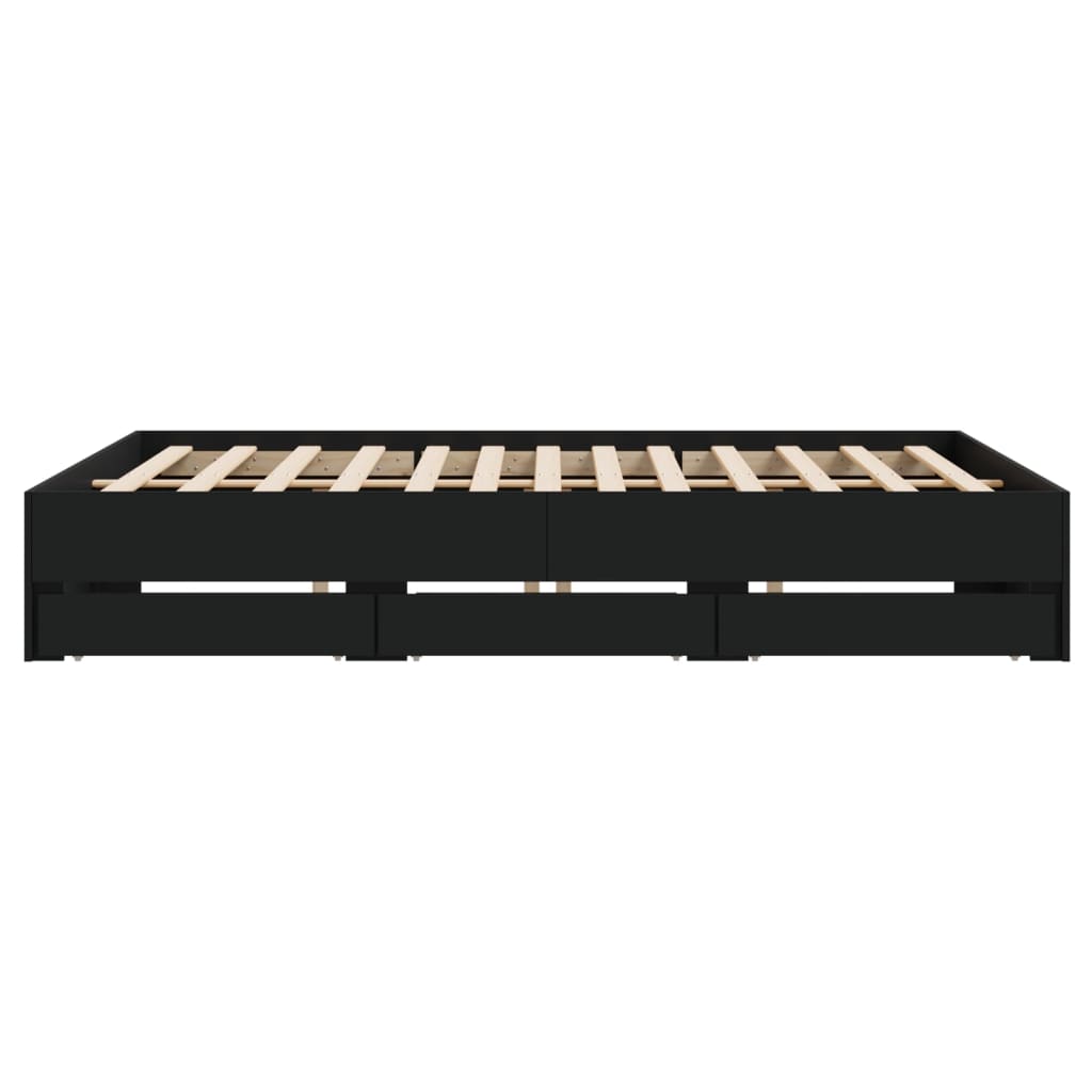Modern Wooden Queen Size 160cm Bed Frame Base With Storage Drawers