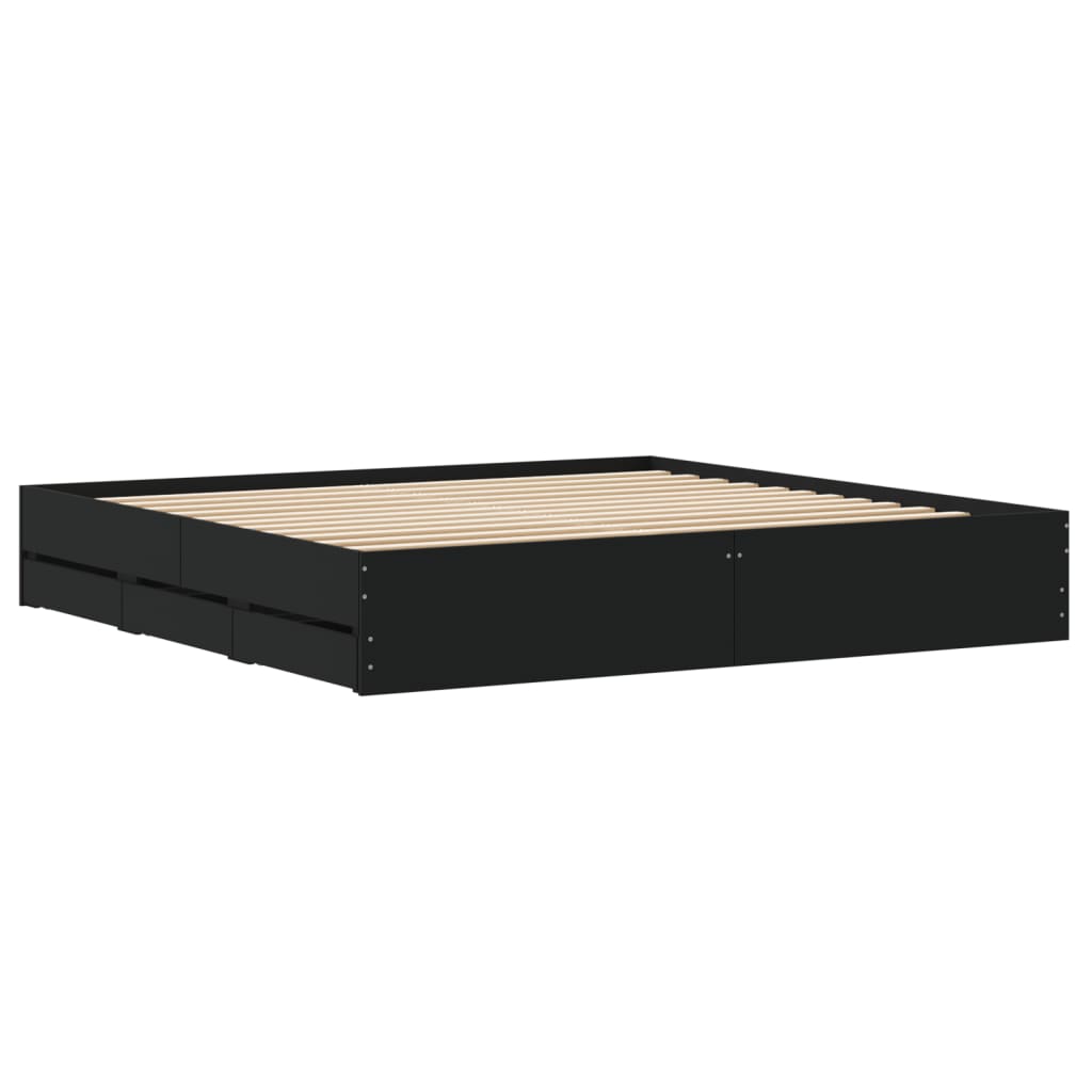Modern Wooden Queen Size 160cm Bed Frame Base With Storage Drawers