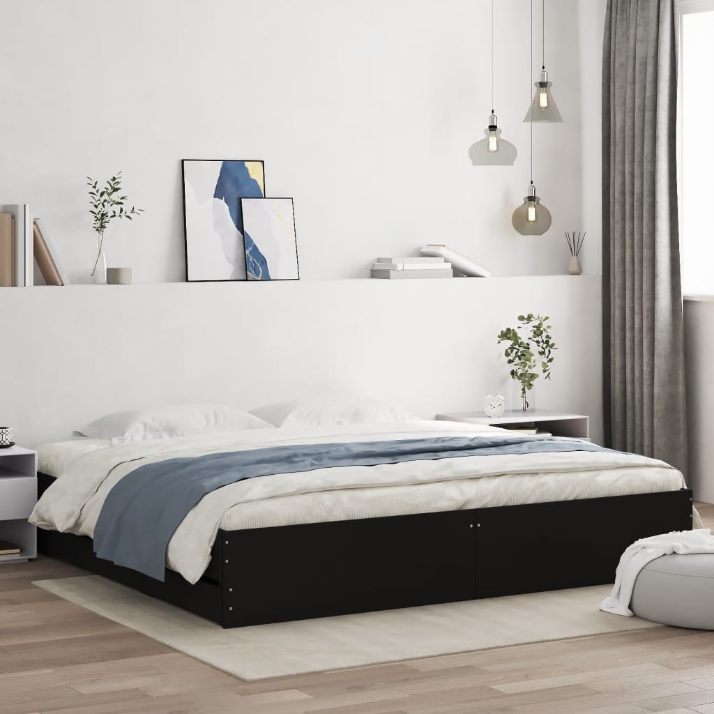 Modern Wooden Queen Size 160cm Bed Frame Base With Storage Drawers
