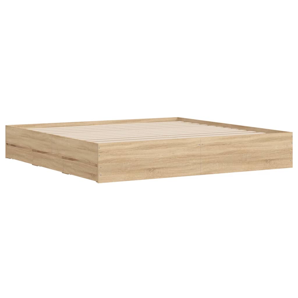 Modern Wooden Queen Size 160cm Bed Frame Base With Storage Drawers