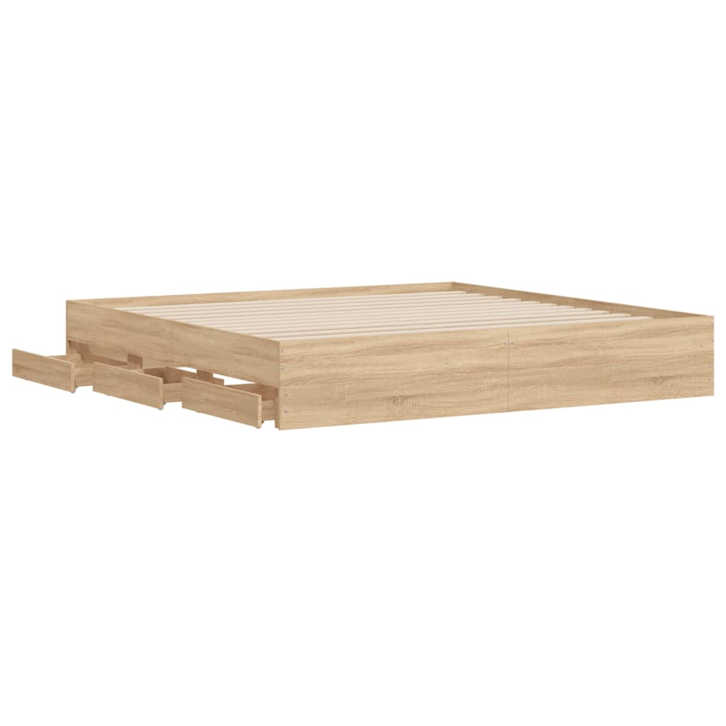 Modern Wooden Queen Size 160cm Bed Frame Base With Storage Drawers