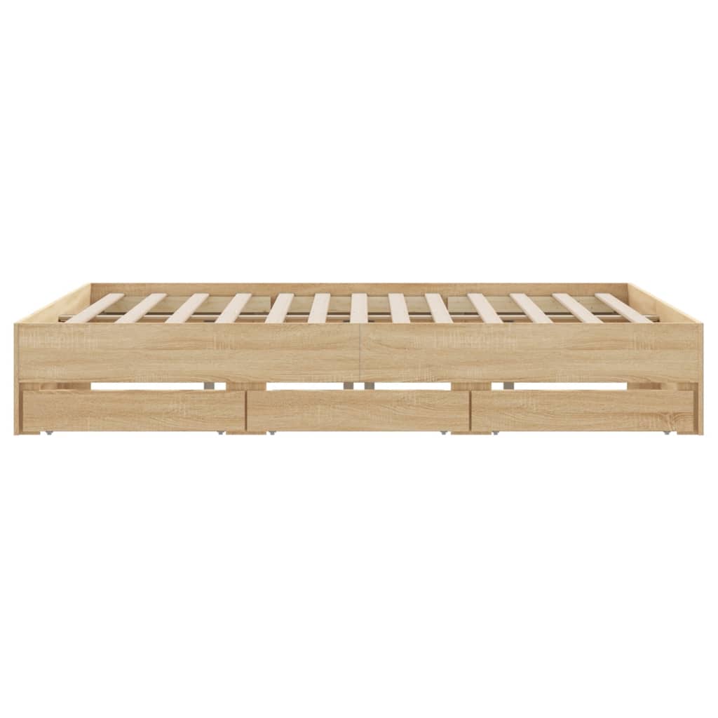 Modern Wooden Queen Size 160cm Bed Frame Base With Storage Drawers