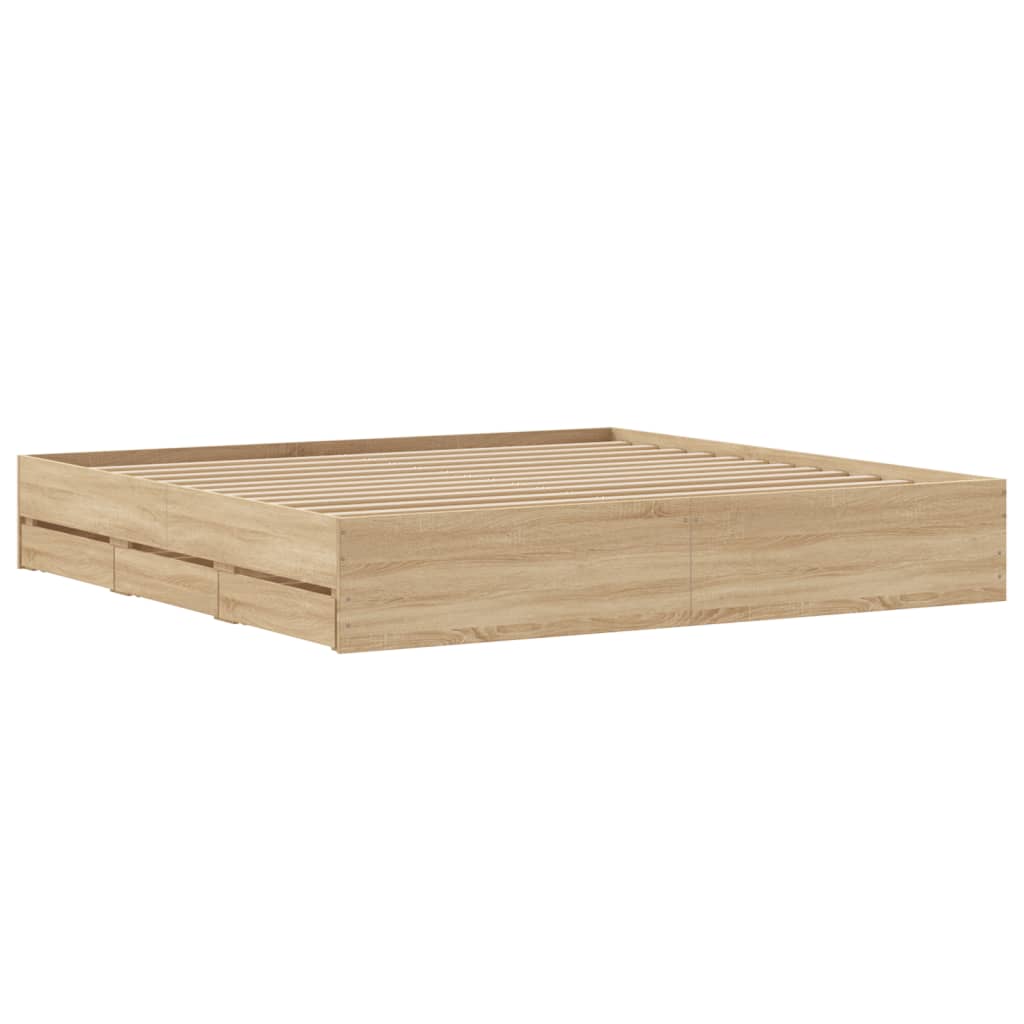 Modern Wooden Queen Size 160cm Bed Frame Base With Storage Drawers