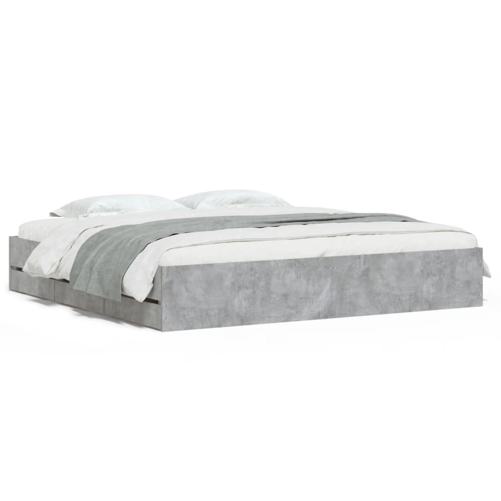 Modern Wooden Queen Size 160cm Bed Frame Base With Storage Drawers