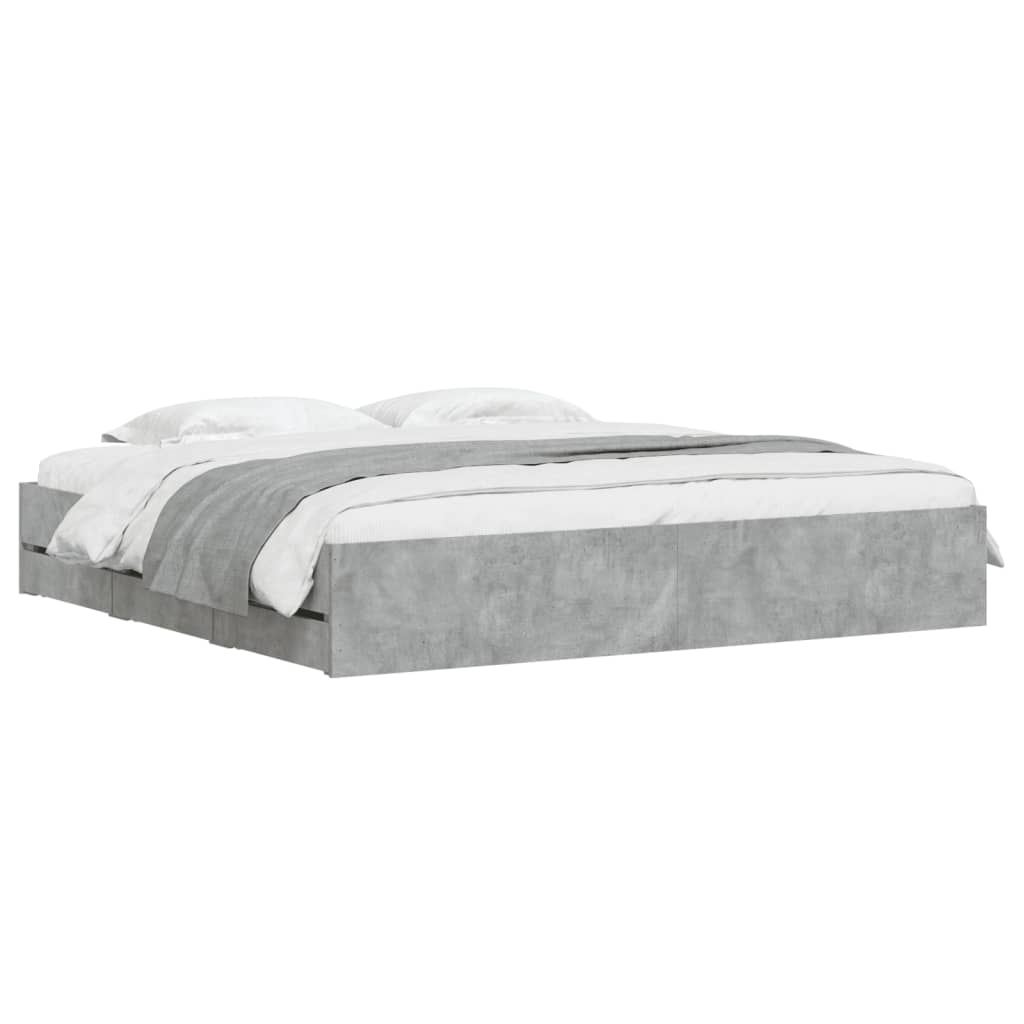 Modern Wooden Queen Size 160cm Bed Frame Base With Storage Drawers