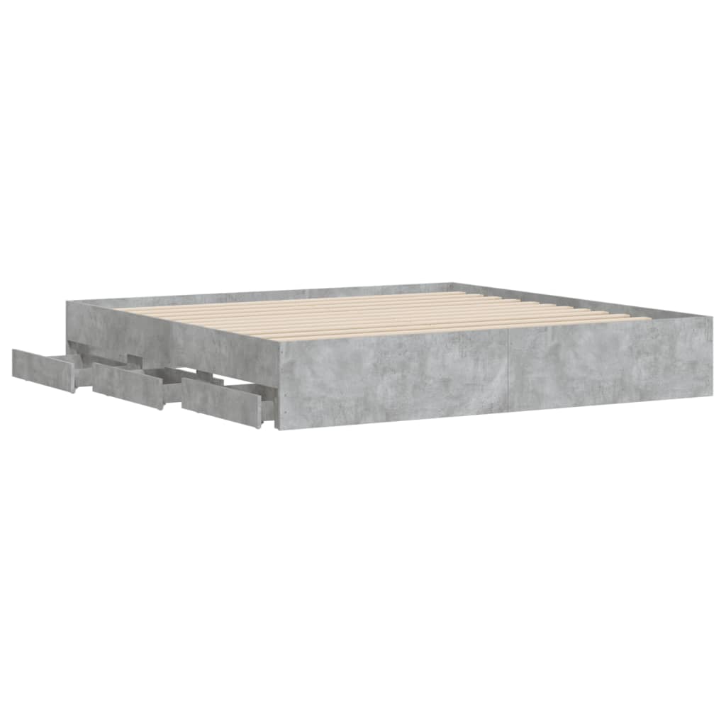 Modern Wooden Queen Size 160cm Bed Frame Base With Storage Drawers