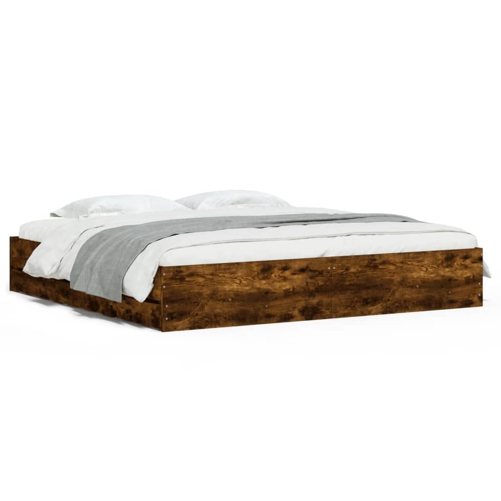 Modern Wooden Queen Size 160cm Bed Frame Base With Storage Drawers